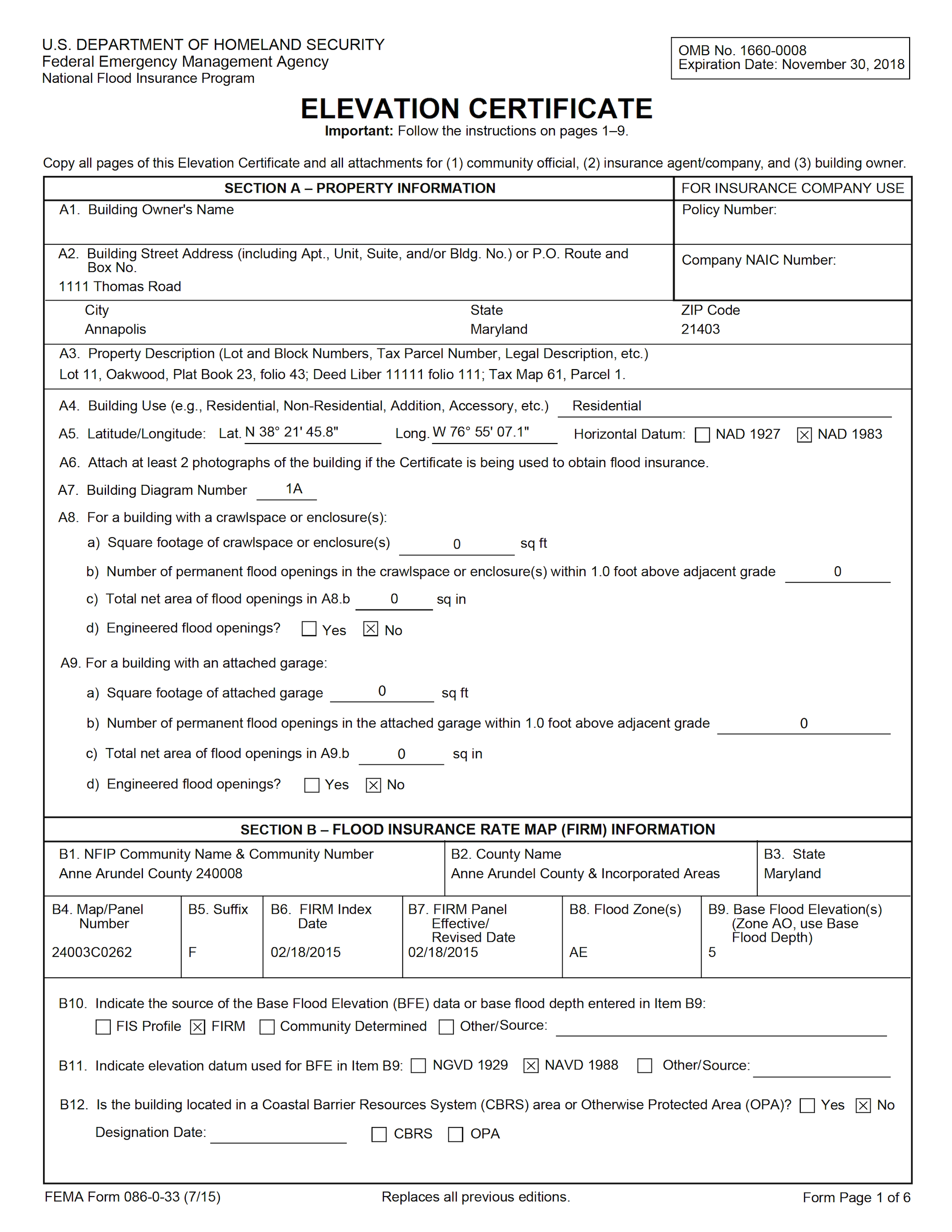 Flood Elevation Certificate